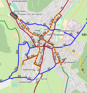Für die Gemeinde Höchst im Odenwald wurde ein Radverkehrsnetz in Start- und Zielversion erstellt.
