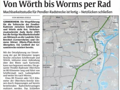 Radschnellweg von Wörth bis Worms geplant von VAR+