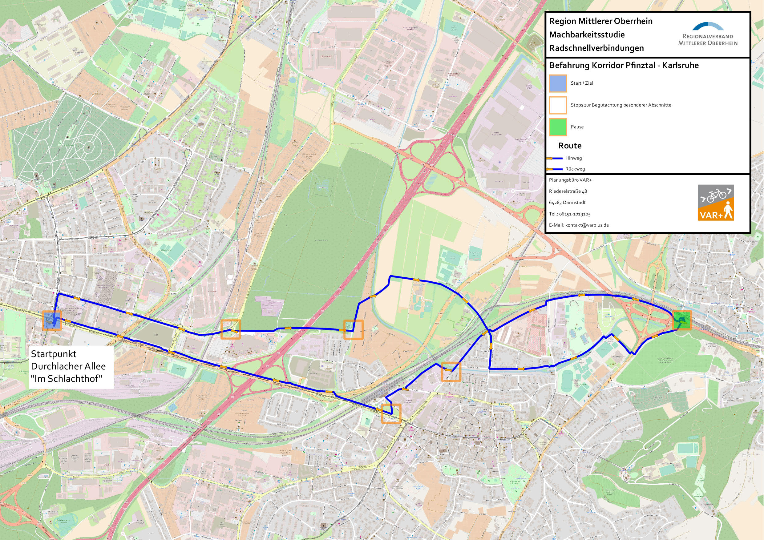 Befahrung möglicher Strecken des Radschnellwegs Karlsruhe - Pfinztal